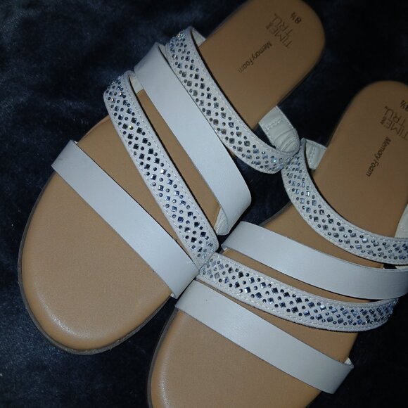 White Rhinestone Slide Sandals - Picture 4 of 4
